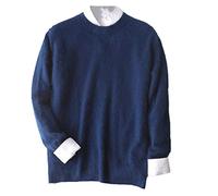 Hinewsa Warm Mink Cashmere Sweater Men Autumn Winter Clothes Pullover Jumper Robe Men Sweater Navy Blue XXXL