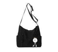 HINFHI 1 Black Casual Crossbody Bag, 1 Cute Hanging Decoration, Adjustable Shoulder Straps, Simple And Large Capacity, Multi-Functional, Fashionable Shoulder Bag For Women.