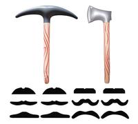 HINFHI 1 Inflatable Sickle, 1 Inflatable Axe, 12 Fake Beards, Creative Toys, Role-Playing Props, Party Supplies.