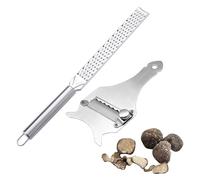 HINFHI 1 Piece Black Truffle Slicer And 1 Piece Long Handle Grater, Kitchen Tools, Cooking Accessories, Stainless Steel Grater.