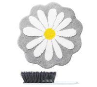 HINFHI 1 Piece Cashmere Carpet, 1 Piece Dust Removal Brush, Flower Dirt-Resistant And Anti-Slip Mat, Soft Absorbent Foot Pad, Suitable For Bedroom, Bathroom And Kitchen.
