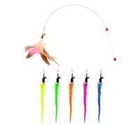 HINFHI 1 Piece Of Feather Teasing Cat Stick, 5 Pieces Of Plush Bell Tail Bug, Cat Interactive Toys, Creative Replacement Clothes, Pet Toys.