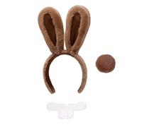 HINFHI 1 Piece Of Rabbit Ear Headband, 1 Piece Of Rabbit Teeth And 1 Piece Of Rabbit Tail, Animal Acting Supplies, Cute And Fun Accessories, Party Clothing Accessories.