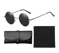 HINFHI 1 Piece Round Sunglasses, With 1 Piece Glasses Case And 1 Piece Wipe Cloth, Retro Sunglasses, Driving Glasses, Outdoor Travel Supplies.