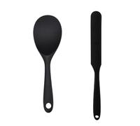 HINFHI 1 Piece Silicone Rice Spoon And 1 Piece Silicone Spatula, Kitchen Tools, Heat-Resistant Kitchen Utensils, Baking Accessories, Mixing Tools.