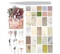 HINFHI 1 Set Of Dried Flower Materials, With 1 Piece Of Tweezers And 60 Pieces Of Retro Material Paper, Diy Handicraft Materials, Candles, And Decorations.