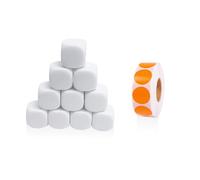 HINFHI 10 Pieces Of White Dice And 1 Roll Label Sticker, Diy Dice Materials, Blank Dice, Game Accessories.