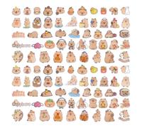 HINFHI 100 Capybar Stickers, Cute Cartoon Animals, Funny Waterproof Graffiti Stickers, Creative Personality, Diy Suitcase Water Cup Decorative Stickers.