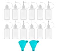 HINFHI 12-Piece Bottling And 2-Piece Funnel, Plastic Pigment Bottle, Glue Applicator, Diy Handicraft Accessories.