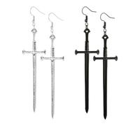 HINFHI 2 Pairs Sword-Shaped Earrings, Retro Personalized Gothic Jewelry, Creative Styling, Fashionable, Suitable For Various Occasions