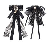 HINFHI 2 Pieces Bow Tie Brooch, Ele Lace Brooch, Clothing Ornaments, Shirt Accessories, Ele Ladies Brooch.