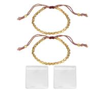 HINFHI 2 Pieces Copper Bead Bracelet and 2 Pieces Jewelry Bags, Hand-Woven Bracelets, Retro Minimalist Jewelry, Women's Accessories.