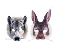 HINFHI 2 Pieces Of Animal Mask, Rabbit Wolf Mask, Creative Personality Half-Face Mask, Role-Playing Props, Fun Eye Mask, Masquerade Mask Decoration.