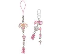 HINFHI 2 Pieces Of Creative Mobile Phone Chain, Women'S Accessories, Packaging Accessories, Sweet And Cute Keychain.
