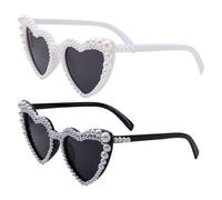 HINFHI 2 Pieces Of Heart-Shaped Glasses, Stylish Sunglasses, Party Clothing Accessories, Retro Sunglasses, Photo Props.