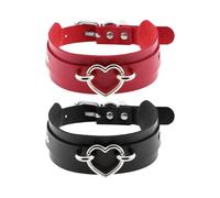 HINFHI 2 Pieces of Metal Love Collar, Pu Leather Collar, Punk Style Accessories, Fashionable and Personalized Accessories.