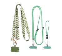 HINFHI 2 Pieces Of Mobile Phone Lanyard With Patch, Adjustable Telescopic Mobile Phone Rope, Portable Lanyard, Mobile Phone Accessories (Green).