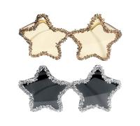 HINFHI 2 Pieces Of Star Glasses, Creative Rhinestone Sunglasses, Shiny Sunglasses, Party Photo Props, Costume Accessories.