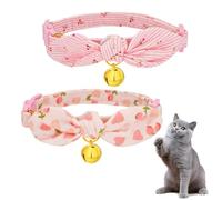 HINFHI 2 Pieces Pet Bell Collar, Soft And Comfortable, Adjustable And Removable, Stylish Printed Decoration, Cute Cat Collar.