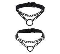 HINFHI 2 Pieces Pu Leather Collars, Rock Punk Accessories, Stylish Personality Collars, Gothic Accessories.