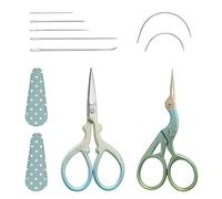 HINFHI 2 Pieces Stainless Steel Scissors, 2 Pieces Protective Cover And 7 Pieces Sewing Needles, Sewing Tools, Vintage Scissors, Diy Craft Accessories.