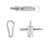 HINFHI 2 Pieces Valve Core Wrench, 1 Piece Silver Caravan, Tire Deflation Tool, Metal Fixing Buckle, Outdoor Supplies.