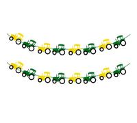 HINFHI 2 Sets Of Cartoon Tractors Pulling Flags, Farm Themed Party Supplies, Party Scene Arrangement, Creative And Fun Pulling Flags.