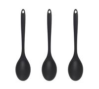 HINFHI 3 Pieces Black Kitchen Spoon, Non-Stick Cooking Spoon, Heat-Resistant Silicone Spoon, Kitchen Tools, Baking Accessories.