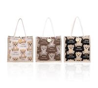 HINFHI 3 Pieces Cartoon Bear Tote Bag, Cute Storage Bag, Gift Bag, Large Capacity Tote Bag.