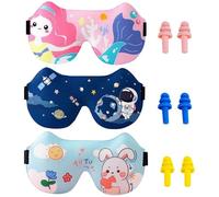 HINFHI 3 Pieces Cartoon Eye Masks And 3 Pairs Of Silicone Earplugs, Throat-Lowering Earplugs, Cute Children'S Eye Masks, Sleeping Supplies.