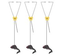 HINFHI 3 Pieces Of Hanging Mouse Teasing Toys, Triangle Hooks, Creative Retractable Interactive Plush Toys, Fun Teasing Sticks, Pet Supplies.