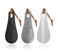 HINFHI 3 Pieces Of Metal Shoe Horn With Lanyard, Shoe Wear Auxiliary Tools, Shoe Accessories, Suitable For Leather Shoes, Sports Shoes, High Heels, Etc.