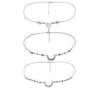 HINFHI 3 Pieces of Retro Head Chain, Boho Style Jewelry, Hollow Moon Headwear, Clothing Accessories, Creative Personality Headwear.