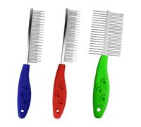HINFHI 3 Pieces Of Stainless Steel Pet Comb, Long And Short Teeth Single Row Comb, Sparse And Dense Double Row, Comfortable Handle, Cat And Dog Hair Combing, Pet Beauty And Care Tools.