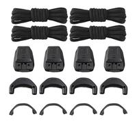 HINFHI 4 Black Elastic Shoe Laces And 12 Pieces Of Plastic Accessories, Simple And Versatile Shoe Laces, Sneaker Supplies, Shoe Accessories.