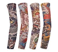 HINFHI 4-Piece Tattoo Sleeves, Outdoor Sports Sleeves, Sun Protection Arm Protective Cover, Trendy And Personalized Decoration, Suitable For Mountaineering, Fishing, Photography.