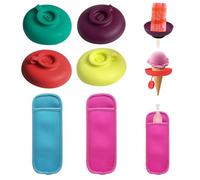 HINFHI 4 Pieces Anti-Dirty Hand Ice Cream Stand And 2 Pieces Popsicle Cover, Children'S Ice Cream Stand, Silicone Ice Cream Tray.