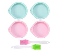 HINFHI 4 Pieces Cake Mold And 2 Pieces Silicone Oil Brush, Round Silicone Mold, Kitchen Tools, Baking Tools.