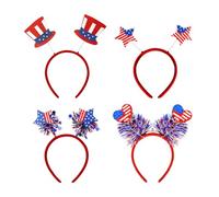 HINFHI 4 Pieces Of American Independence Day Headband, Star Heart-Shaped Hat, Creative Personality Headdress, Universal For Men And Women, American Party Decoration.