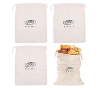 HINFHI 4 Pieces Of Bread Storage Bag, Drawstring Storage Bag, Cotton And Linen Tuck Pocket, Large Capacity Storage Bag, Kitchen Food Storage Bag.