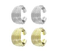 HINFHI 4 Pieces Of Multi-Layer Opening Rings, Fashionable And Personalized Rings, Women'S Jewelry, Simple And Versatile Jewelry.