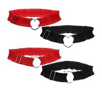 HINFHI 4 Pieces Women's Leg Rings, Elastic & Adjustable, Black & Red, 2.5Cm Width, 30Cm~60Cm Range, Fashionable & Personalized Accessories