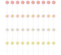 HINFHI 40 Pieces Of Small Daisy Card Inserts, Flower Cake Card Inserts, Birthday Party Decorations, Paper Dessert Decoration Plug-Ins, Baking Supplies.