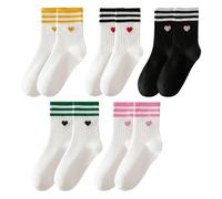 HINFHI 5 Pairs Of Love-Embroidered Socks, Simple And Versatile Socks, Soft And Breathable Socks, Women'S Stockings, And Outfit Accessories.