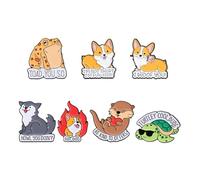 HINFHI 7 Pieces of Metal Brooch, Cute Cartoon Animals, Funny Badges, Creative Small Gifts, Men and Women's Clothing Decorations.