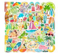 HINFHI 96 Beach Themed Stickers, Creative Graffiti Stickers, Cartoon Fun Stickers, Can Decorate Scrapbooks, Notebooks, Guitars.