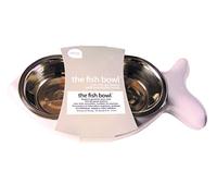 Hing Designs Double Bowl The Fish Grey by Hing, Cat Bowl