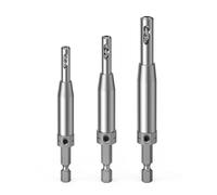 Hinge Drill Bit Set, 3Pcs 1/4" Hex Shank HSS Self-Centring