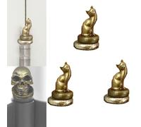 Hinge Head Home Decoration, Vintage Animal Door Hinge Heads Decorative Topper, Cat Hinge Caps, Bronzed Animal Hinge Head, Magnet Door Hinge Pin Topper Set of 3 (Cat)