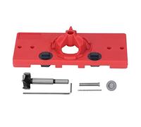 Hinge Hole Saw Jig ABS Concealed Hinge Drilling Guide Locator Positioner Tool for Bench Drill Drill Vertical Drilling Machines Hand Held Electric Drills (Red)